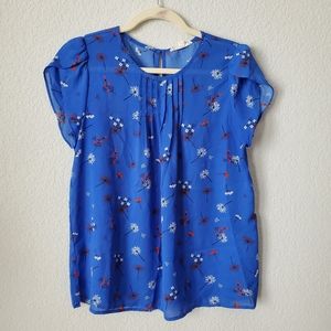 Fun2Fun Blue Tulip Sleeve Blouse Stitch Fix (M)